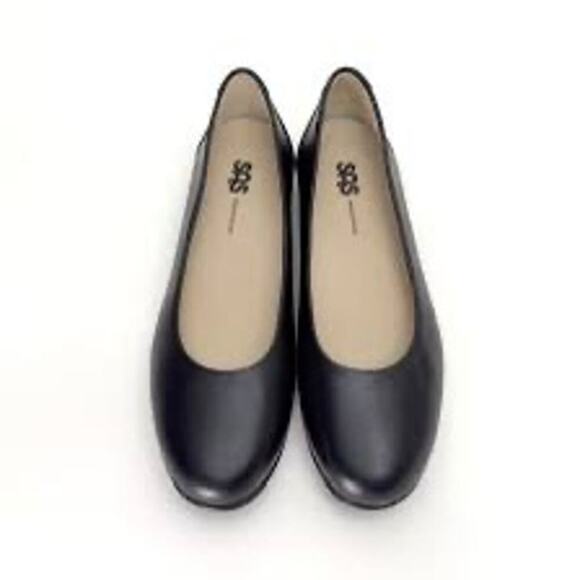SAS Womens Scenic Ballet Flats Black Leather Comfort Flat Size 7 1/2 N - Picture 1 of 7